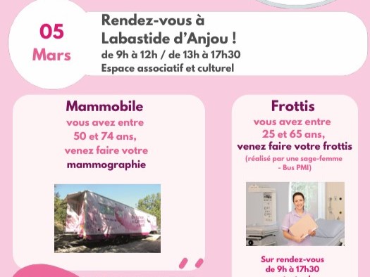 Mammobus et bus PMI à Labastide d'Anjou